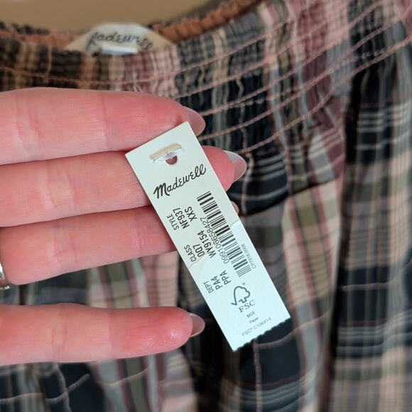 Madewell Plaid Flutter Sleeve Cotton Prairie Cottagecore Midi Dress - Picture 8 of 10